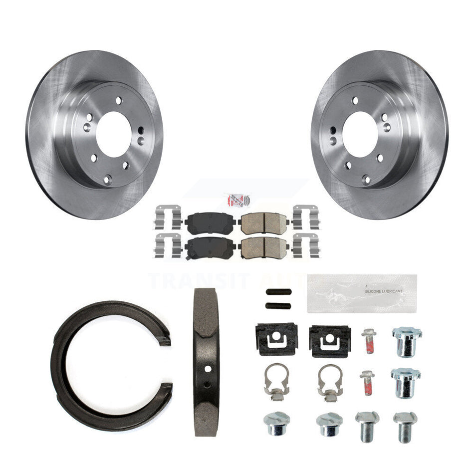 Rear Disc Rotors Ceramic Pads Parking Shoes & Hardware Kit For Hyundai Tucson Sonata Kia K8A-108701