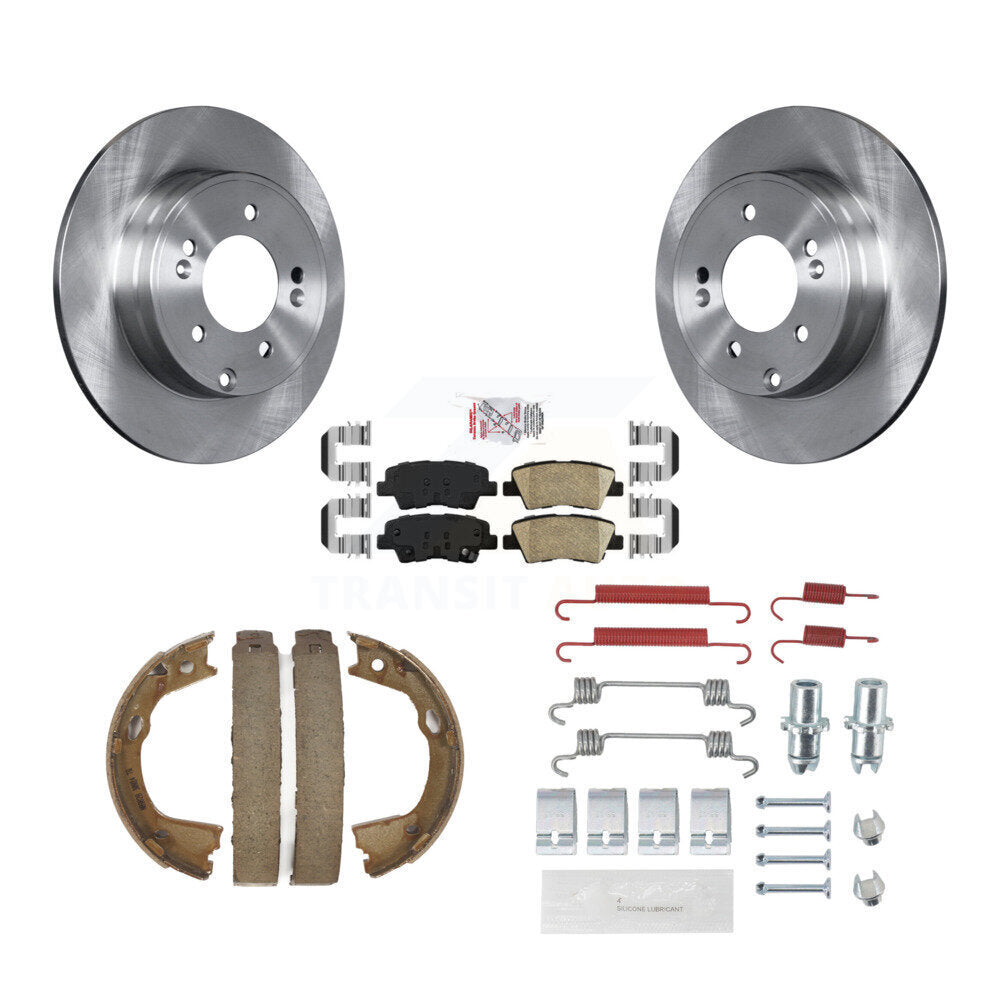 Rear Disc Rotors Ceramic Pads Parking Brake Shoes And Hardware Kit For Kia Optima K8A-108703