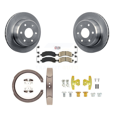 Rear Disc Rotors Ceramic Pads Parking Shoes & Hardware Kit For Chevrolet GMC Express 1500 K8A-108706