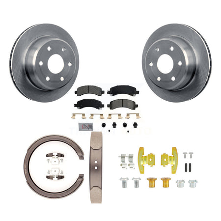 Rear Disc Rotors Semi-Metallic Pads Parking Shoes Hardware Kit For Chevrolet GMC Express K8A-108707