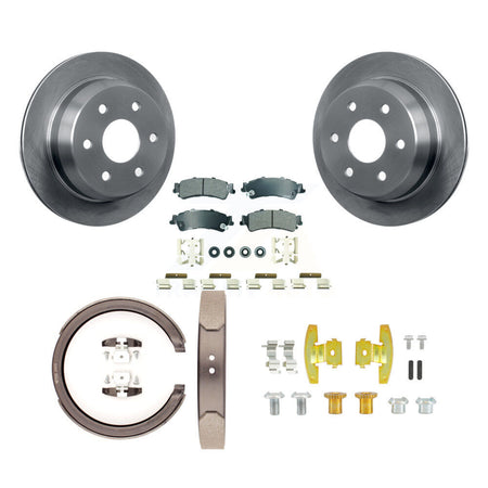 Rear Disc Rotors Semi-Metallic Pads Parking Shoes Hardware Kit For Chevrolet Silverado XL K8A-108709