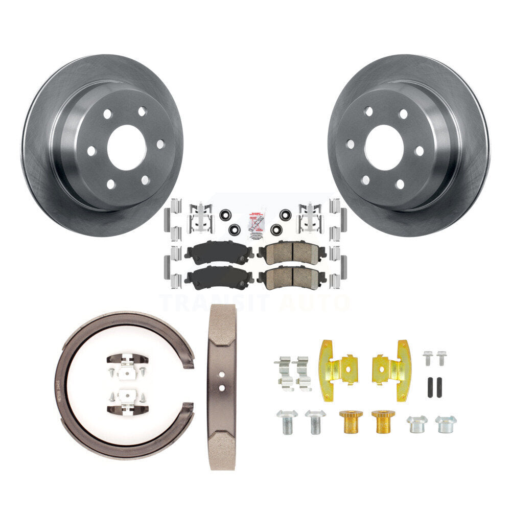 Rear Disc Rotors Ceramic Pads Parking Shoes Hardware Kit For Chevrolet Silverado 1500 GMC K8A-108710
