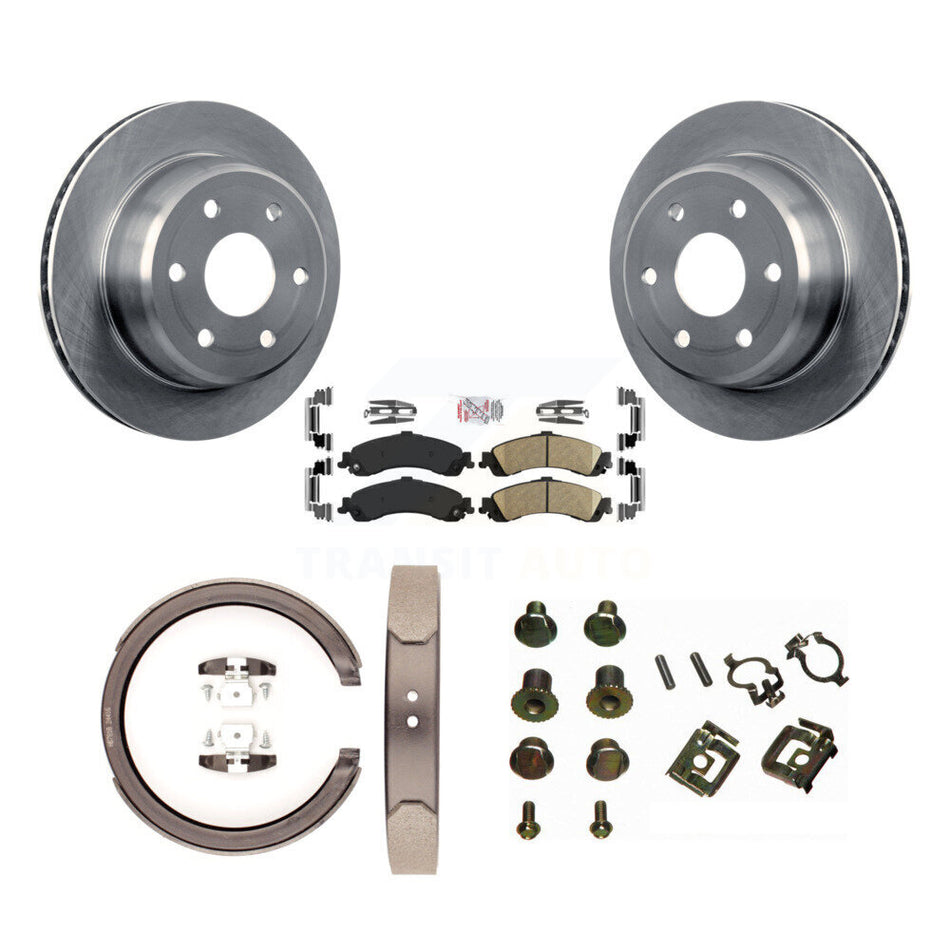 Rear Disc Rotors Ceramic Pads Parking Shoes Hardware Kit For Chevrolet Silverado 1500 GMC K8A-108711