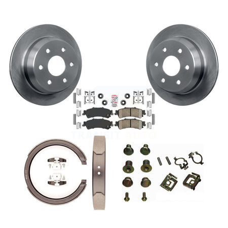 Rear Disc Rotors Ceramic Pads Parking Shoes Hardware Kit For Chevrolet GMC Silverado 1500 K8A-108714