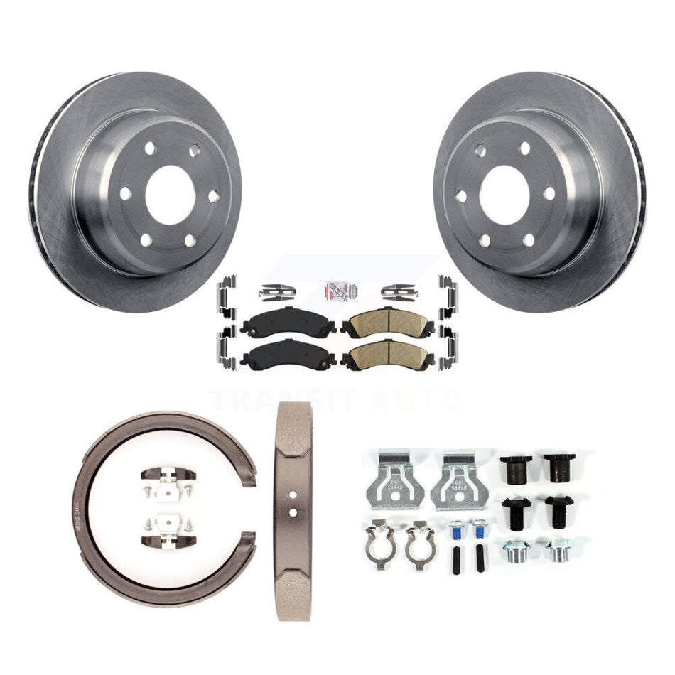 Rear Disc Rotors Ceramic Pads Parking Shoes & Hardware Kit For 2006 GMC Yukon XL 1500 4WD K8A-108715