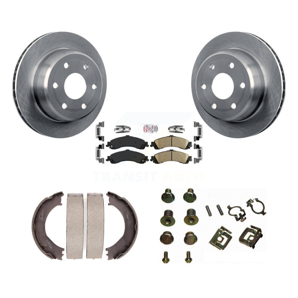 Rear Disc Rotors Ceramic Pads Parking Shoes Hardware Kit For Chevrolet Silverado 1500 GMC K8A-108718