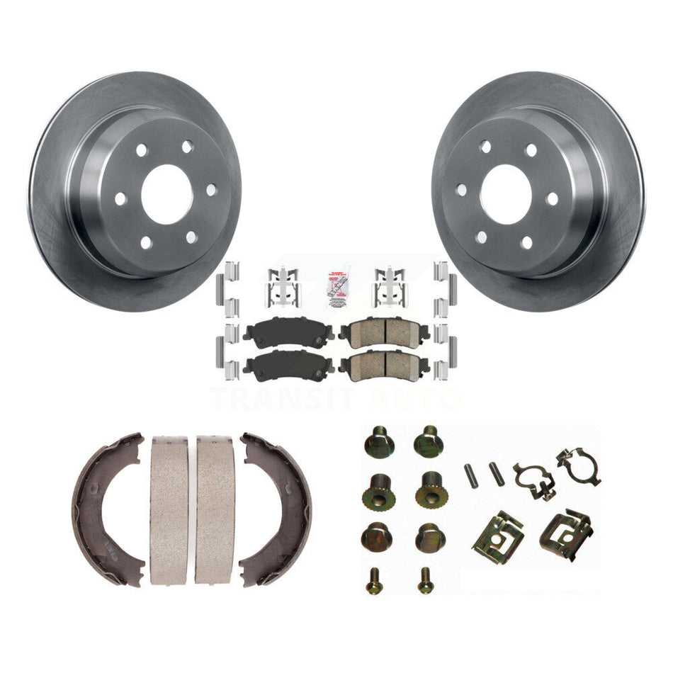 Rear Disc Rotors Ceramic Pads Parking Shoes Hardware Kit For Chevrolet Silverado 1500 GMC K8A-108719