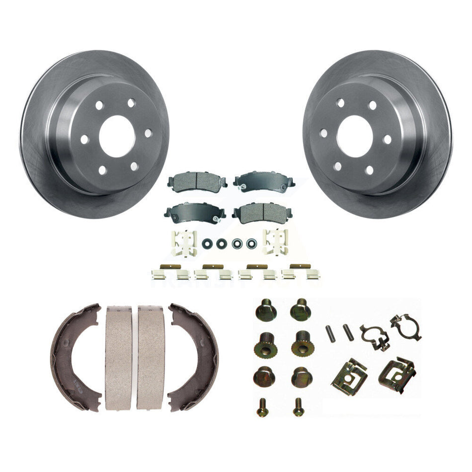 Rear Disc Rotors Semi-Metallic Pads Parking Shoes & Hardware Kit For Chevrolet Silverado K8A-108720