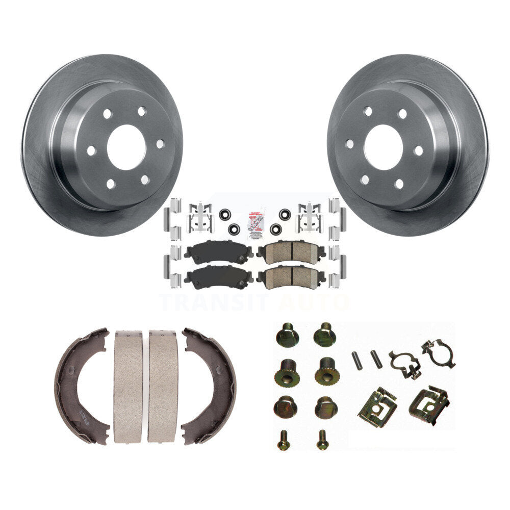 Rear Disc Rotors Ceramic Pads Parking Shoes Hardware Kit For Chevrolet Silverado 1500 GMC K8A-108721