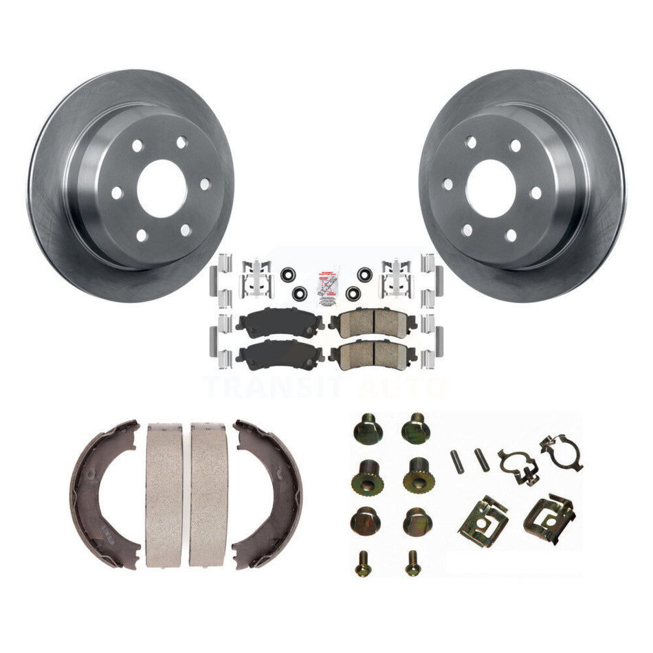 Rear Disc Rotors Ceramic Pads Parking Shoes Hardware Kit For Chevrolet Silverado 1500 GMC K8A-108721