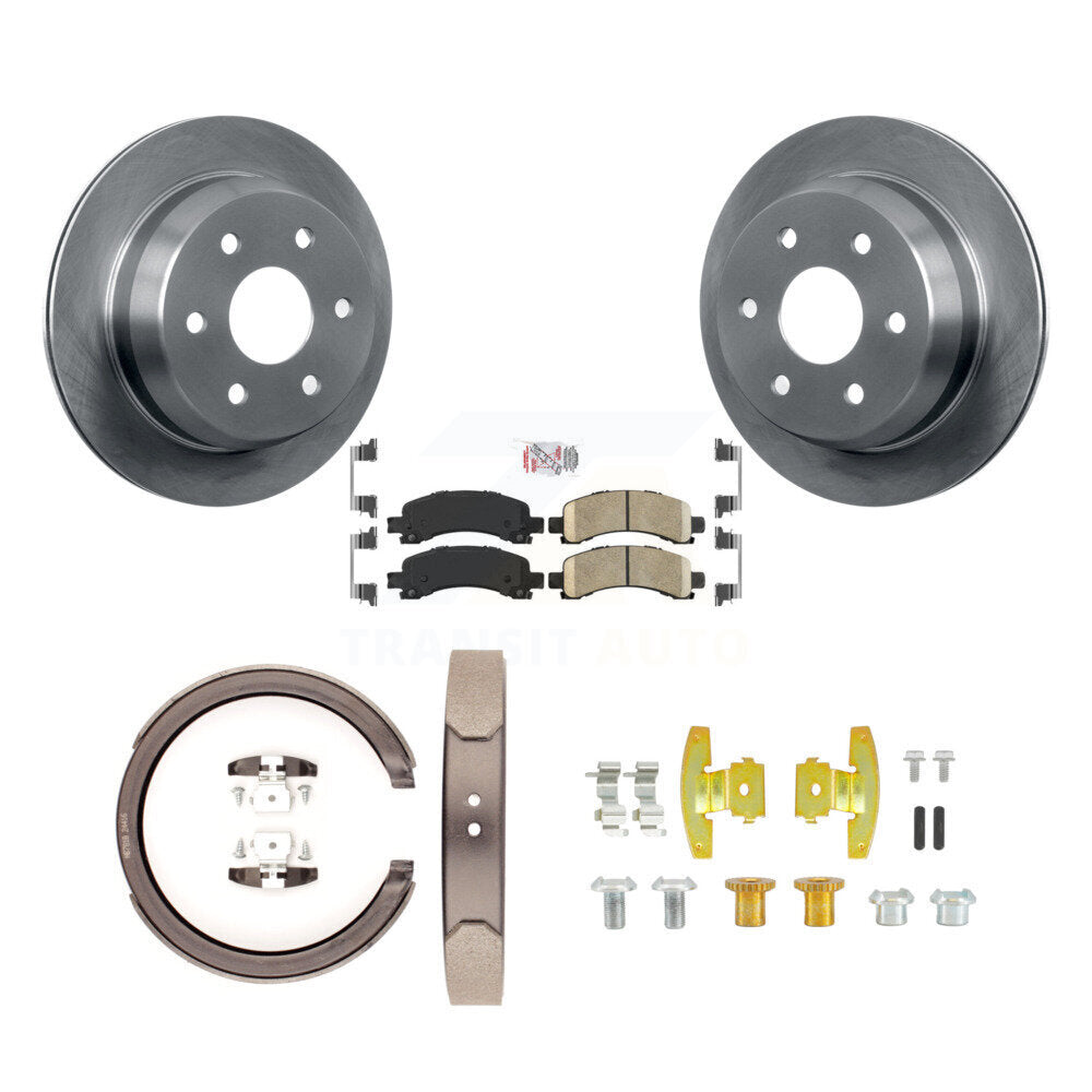 Rear Disc Rotors Ceramic Pads Parking Shoes And Hardware Kit For Chevrolet Avalanche 1500 K8A-108722