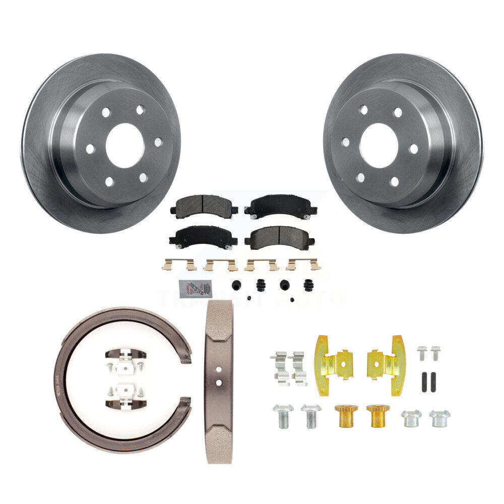 Rear Disc Rotors Semi-Metallic Pads Parking Shoes & Hardware Kit For Chevrolet Avalanche K8A-108723