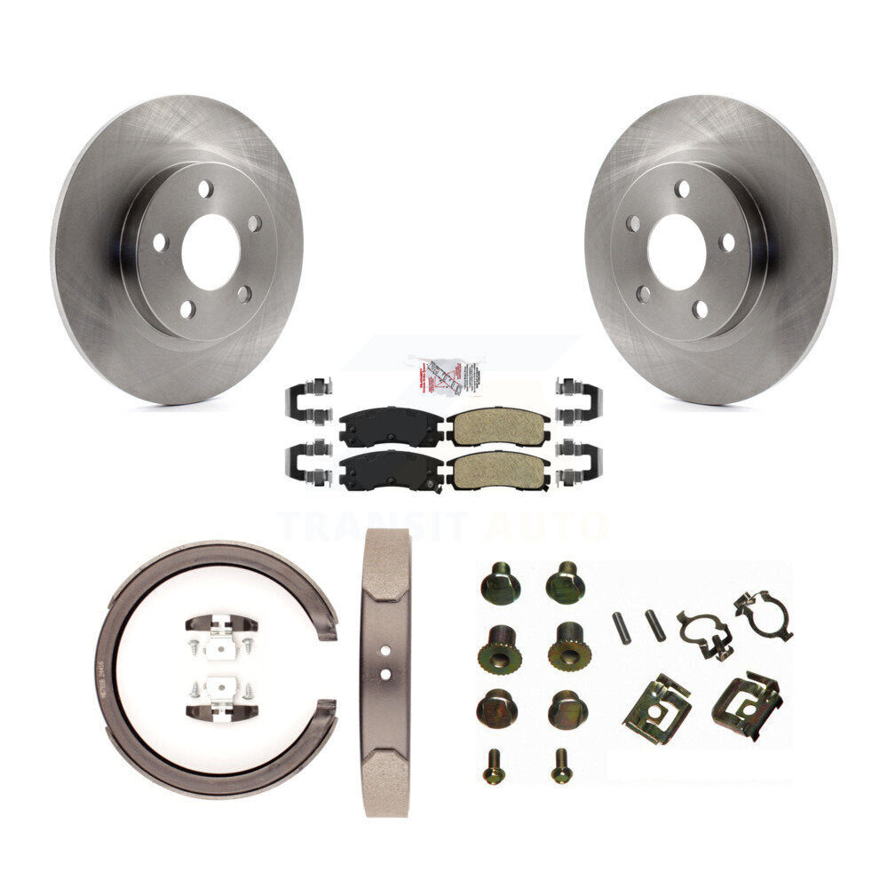 Rear Disc Rotors Semi-Metallic Pads Parking Brake Shoes Hardware Kit For Cadillac DeVille K8A-108731
