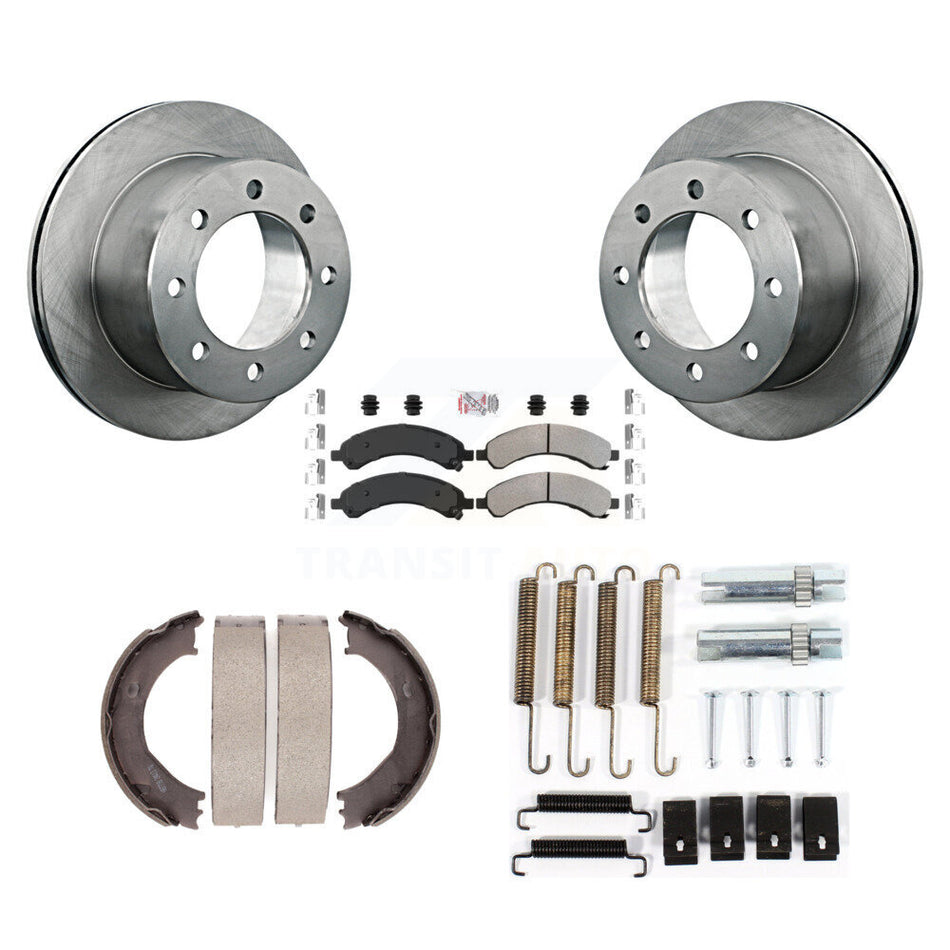 Rear Disc Rotors Semi-Metallic Pads Parking Shoes Hardware Kit For Chevrolet Express 3500 K8A-108732