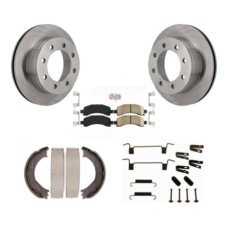 Rear Disc Rotors Ceramic Pads Parking Shoes & Hardware Kit For Chevrolet GMC Express 3500 K8A-108733