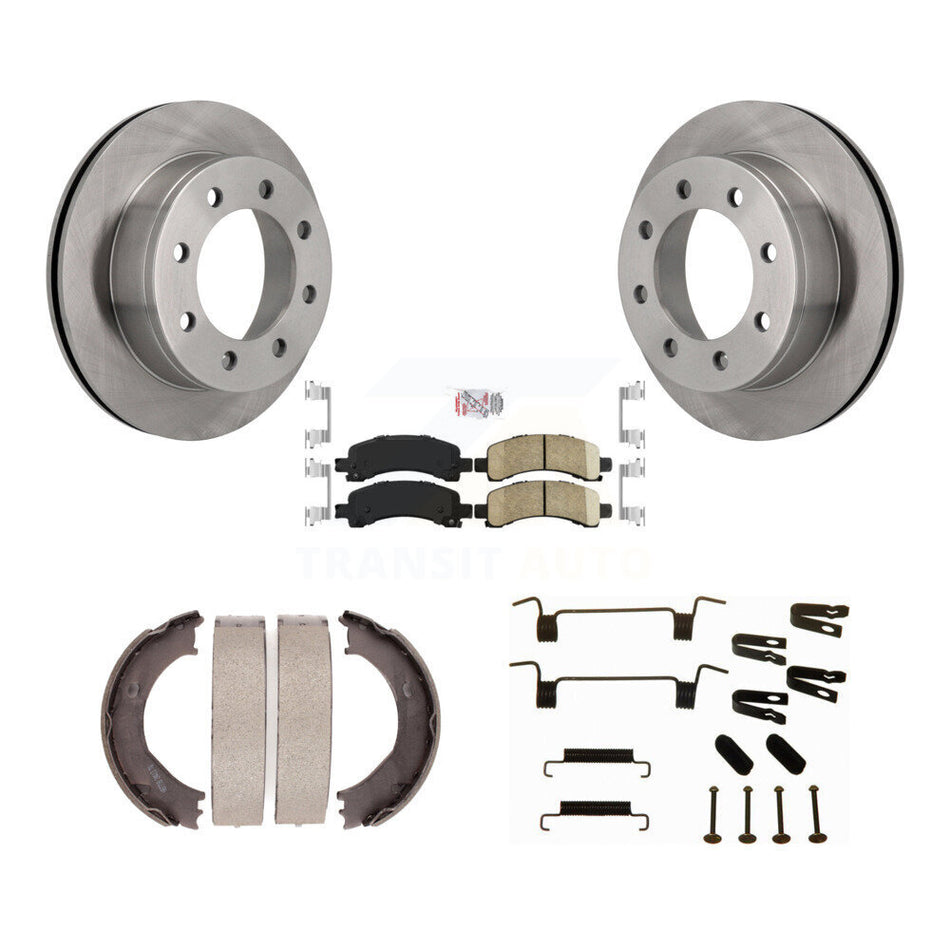 Rear Disc Rotors Ceramic Pads Parking Shoes & Hardware Kit For Chevrolet GMC Express 3500 K8A-108733