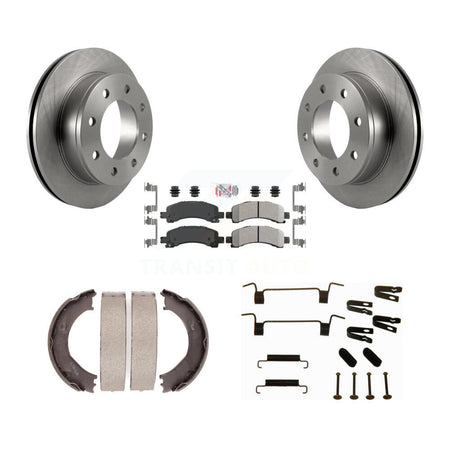 Rear Disc Rotors Semi-Metallic Pads Parking Shoes Hardware Kit For Chevrolet Express 3500 K8A-108736