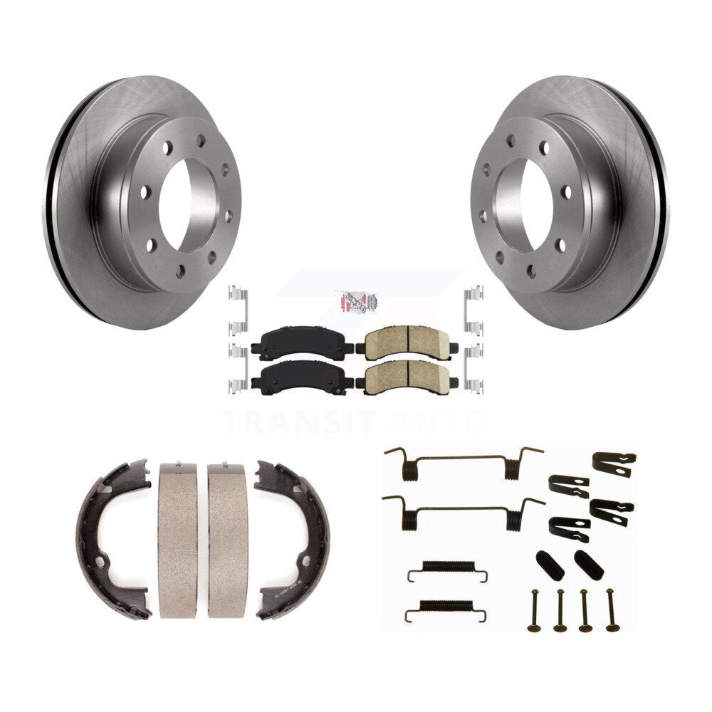 Rear Disc Rotors Ceramic Pads Parking Shoes & Hardware Kit For Chevrolet GMC Savana 2500 K8A-108738