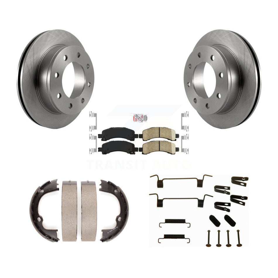 Rear Disc Rotors Ceramic Pads Parking Shoes & Hardware Kit For Chevrolet GMC Savana 2500 K8A-108738