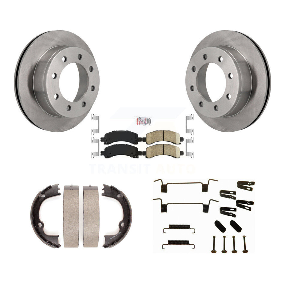Rear Disc Rotors Ceramic Pads Parking Shoes & Hardware Kit For Chevrolet GMC Savana 2500 K8A-108739