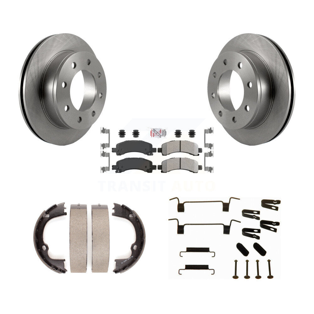 Rear Disc Rotors Semi-Metallic Pads Parking Shoes & Hardware Kit For Chevrolet GMC Savana K8A-108740