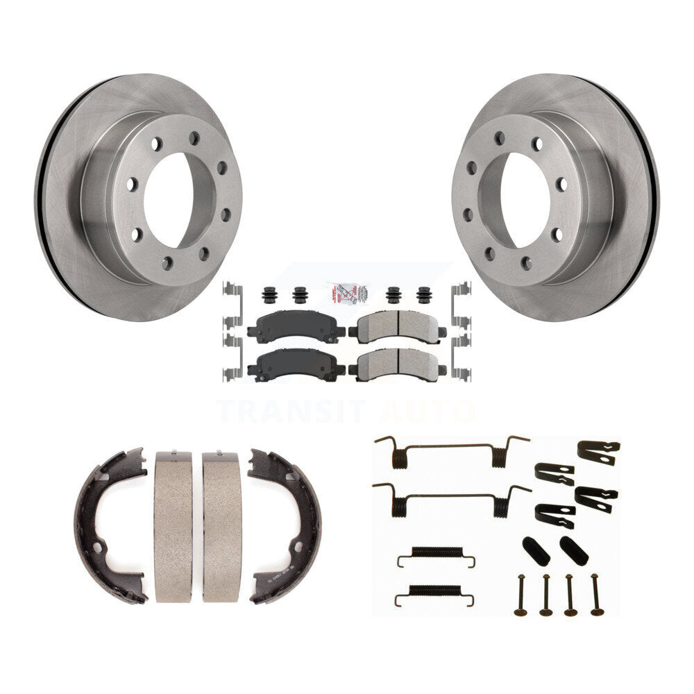 Rear Disc Rotors Semi-Metallic Pads Parking Shoes & Hardware Kit For Chevrolet GMC Savana K8A-108741