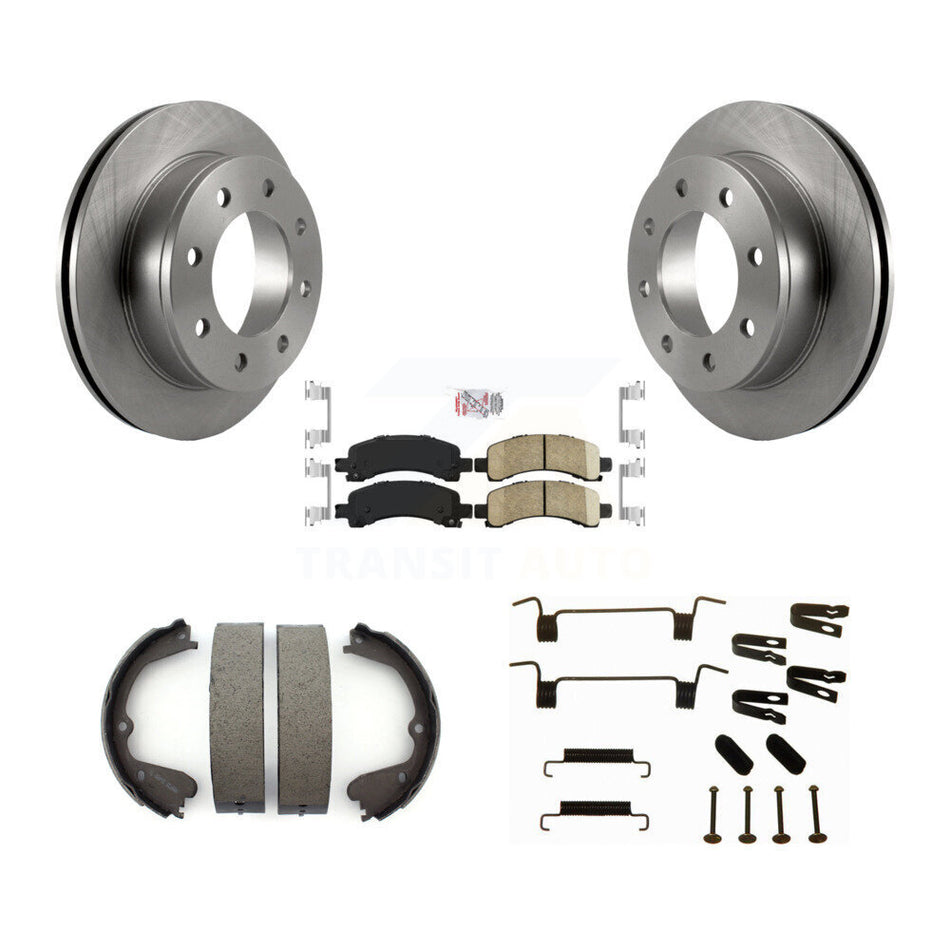 Rear Disc Rotors Ceramic Pads Parking Shoes Hardware Kit For GMC Savana 3500 Cutaway Van K8A-108743