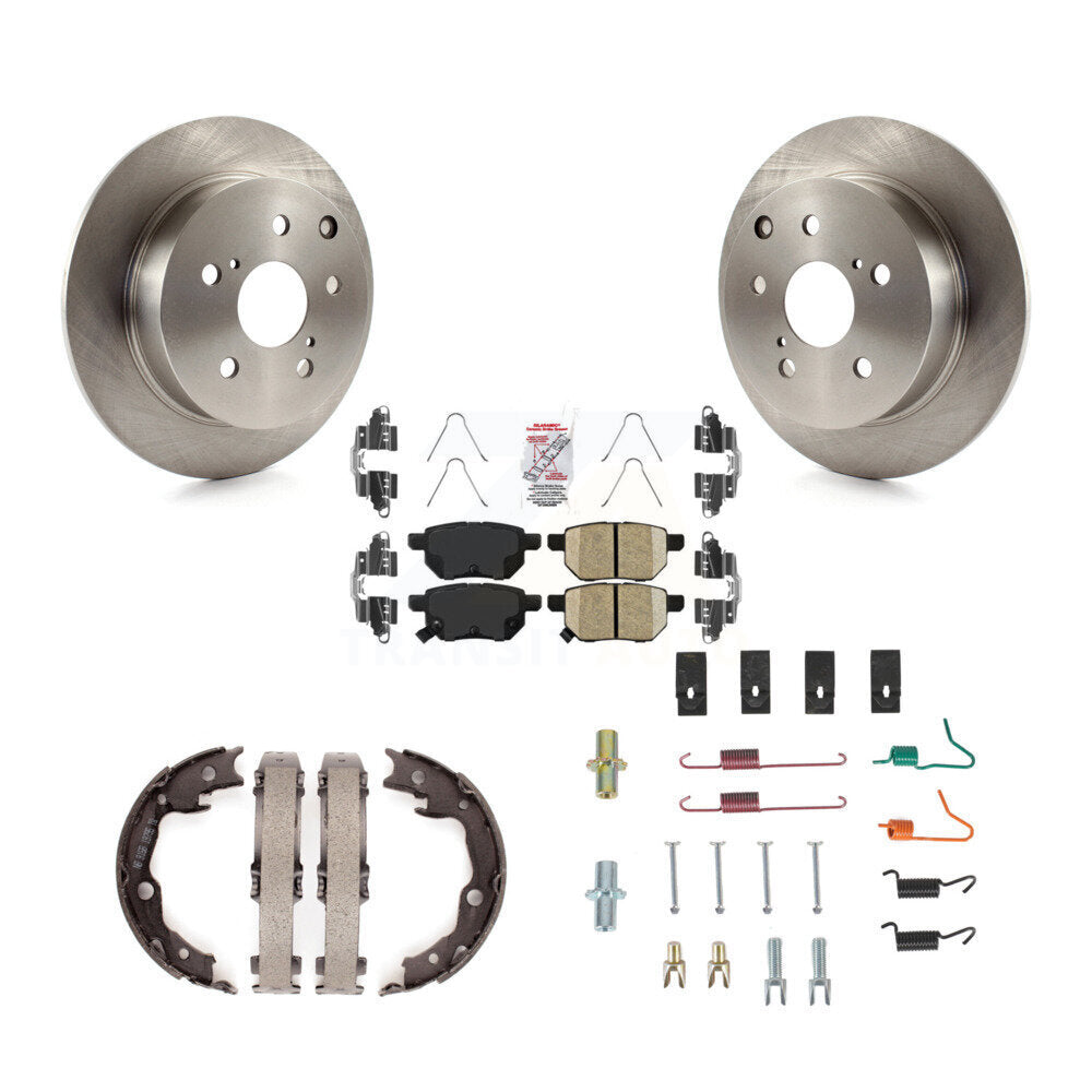Rear Disc Rotors Ceramic Pads Parking Brake Shoes Hardware Kit For 2010 Toyota Matrix XRS K8A-108761