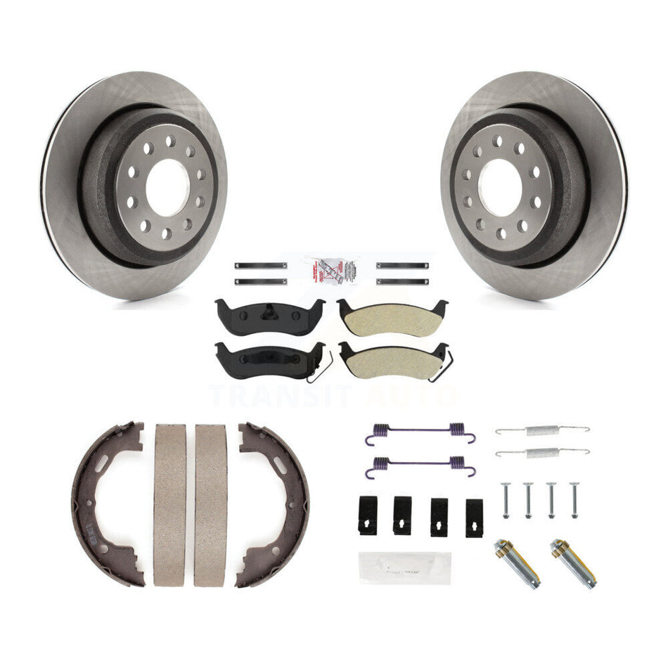 Rear Disc Rotors Semi-Metallic Pads Parking Shoes Hardware Kit For Lincoln Town Car Sedan K8A-108765