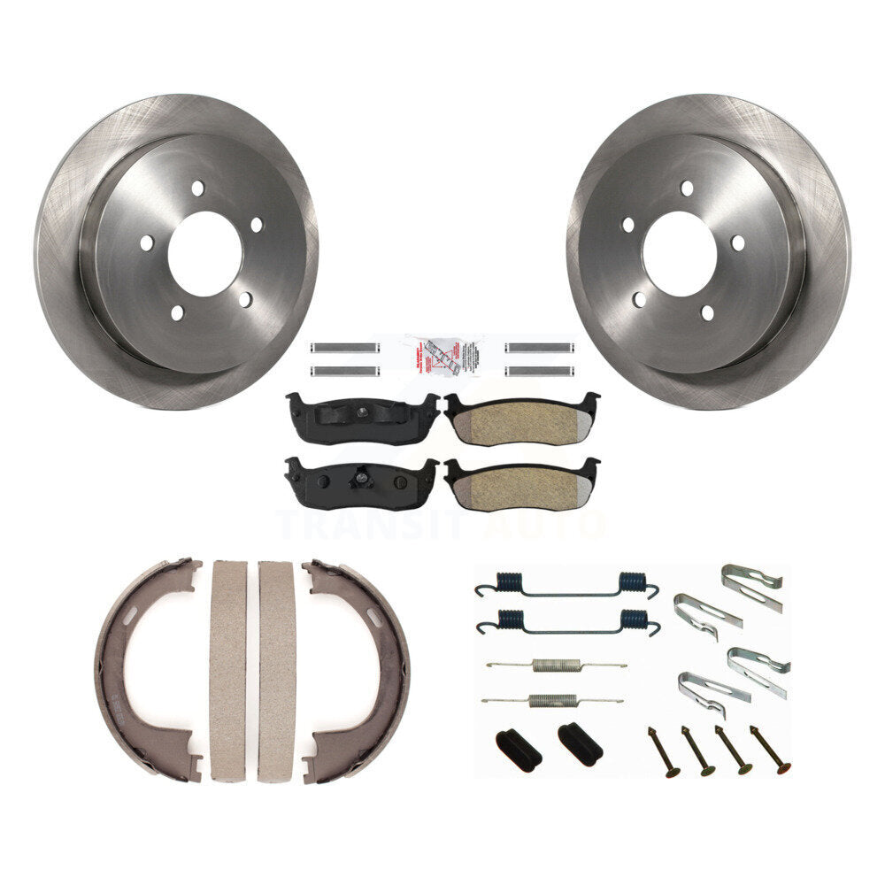 Rear Disc Rotors Semi-Metallic Pads Parking Shoes & Hardware Kit For Ford F-150 Heritage K8A-108766