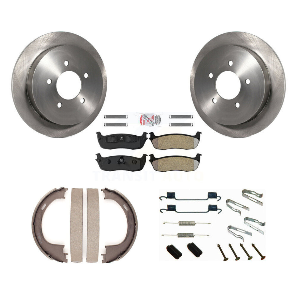 Rear Disc Rotors Semi-Metallic Pads Parking Shoes & Hardware Kit For Ford F-150 Heritage K8A-108766