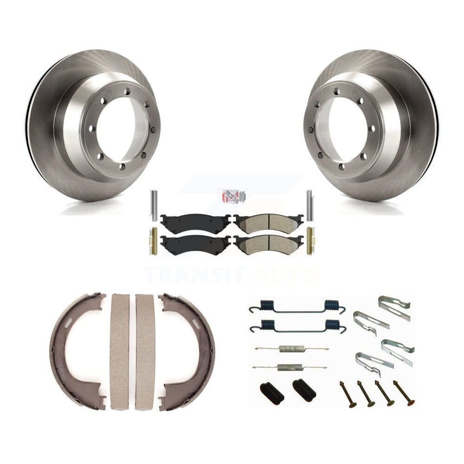 Rear Disc Rotors Semi-Metallic Pads Parking Shoes & Hardware Kit For Ford F-150 Heritage K8A-108768