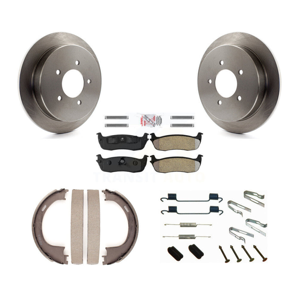 Rear Disc Rotors Semi-Metallic Pads Parking Shoes Hardware Kit For Ford F-150 Expedition K8A-108769