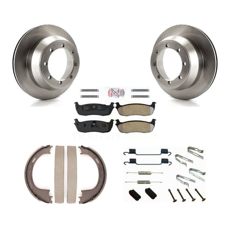 Rear Disc Rotors Semi-Metallic Pads Parking Shoes & Hardware Kit For Ford F-150 RWD with K8A-108771