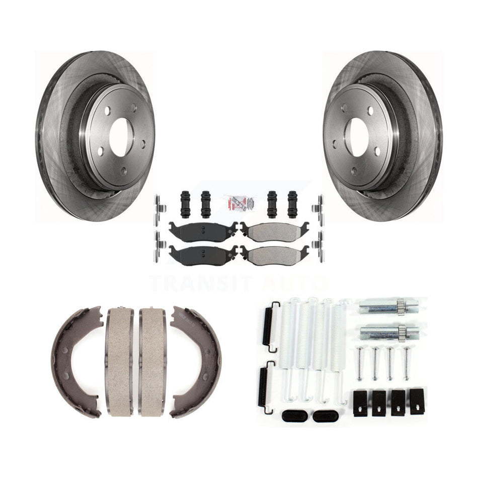 Rear Disc Rotors Semi-Metallic Pads Parking Shoes Hardware Kit For Dodge Ram 1500 Durango K8A-108773