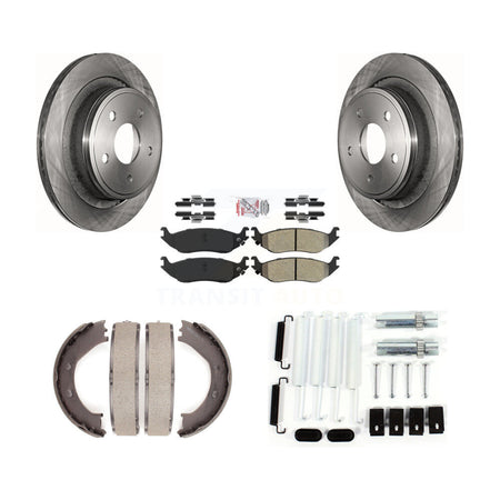 Rear Disc Rotors Semi-Metallic Pads Parking Shoes Hardware Kit For Dodge Ram 1500 Durango K8A-108774