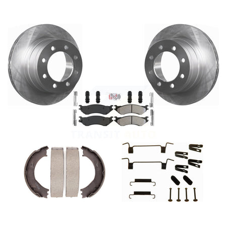 Rear Disc Rotors Semi-Metallic Pads Parking Shoes & Hardware Kit For Dodge Ram 2500 3500 K8A-108775