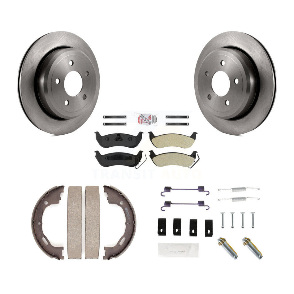 Rear Disc Rotors Semi-Metallic Pads Parking Shoes Hardware Kit For Mercury Grand Marquis K8A-108789