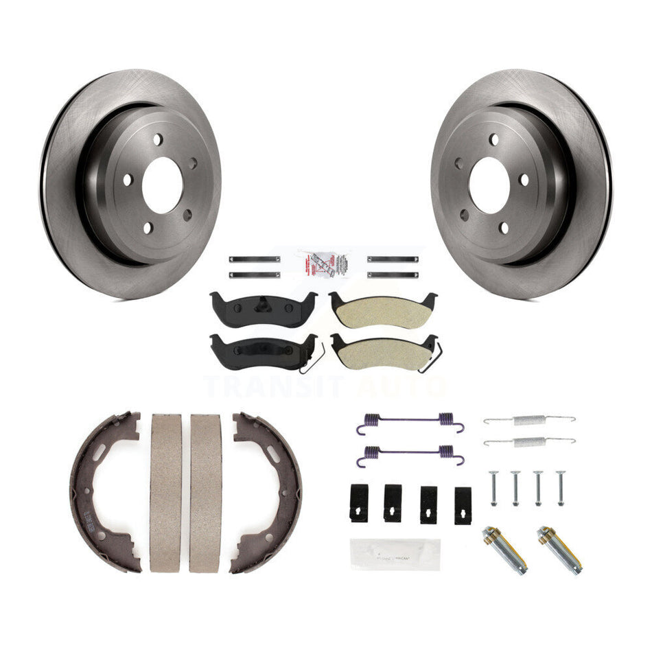 Rear Disc Rotors Semi-Metallic Pads Parking Shoes & Hardware Kit For Ford Crown Victoria K8A-108790