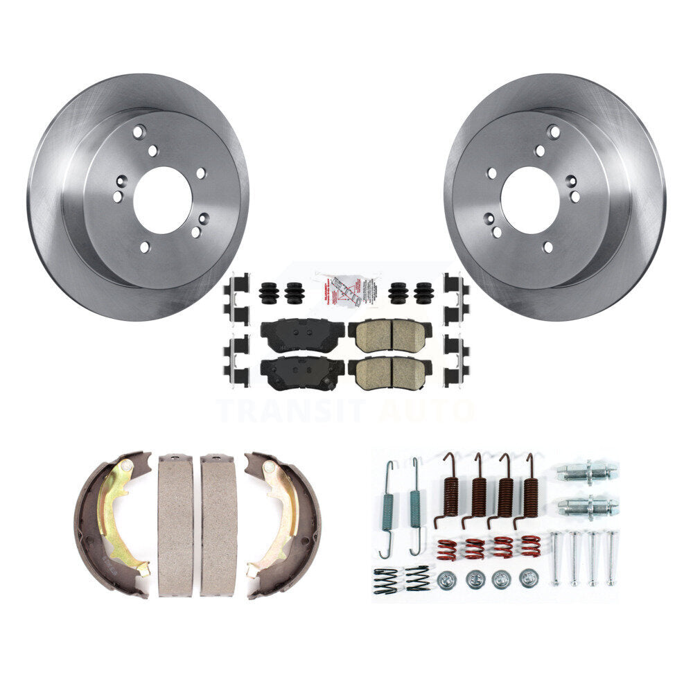 Rear Disc Rotors Ceramic Pads Parking Shoes & Hardware Kit For 2001-2004 Hyundai Santa Fe K8A-108796