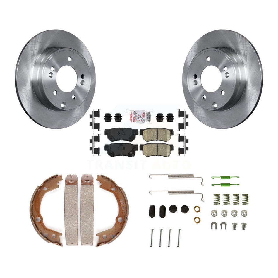 Rear Disc Rotors Ceramic Pads Parking Brake Shoes & Hardware Kit For Hyundai Sonata 3.3L K8A-108806