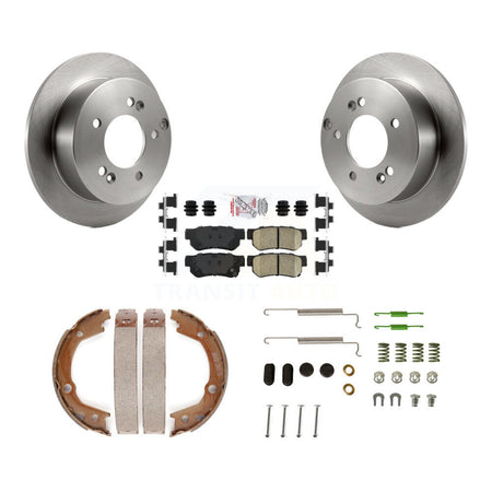 Rear Disc Rotors Ceramic Pads Parking Brake Shoes & Hardware Kit For Hyundai Sonata 2.4L K8A-108807