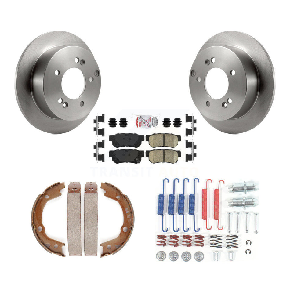 Rear Disc Rotors Ceramic Pads Parking Brake Shoes & Hardware Kit For 2007-2010 Kia Optima K8A-108810