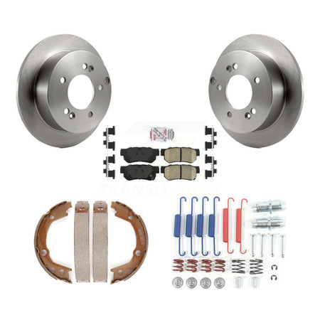 Rear Disc Rotors Ceramic Pads Parking Brake Shoes & Hardware Kit For 2007-2010 Kia Optima K8A-108811