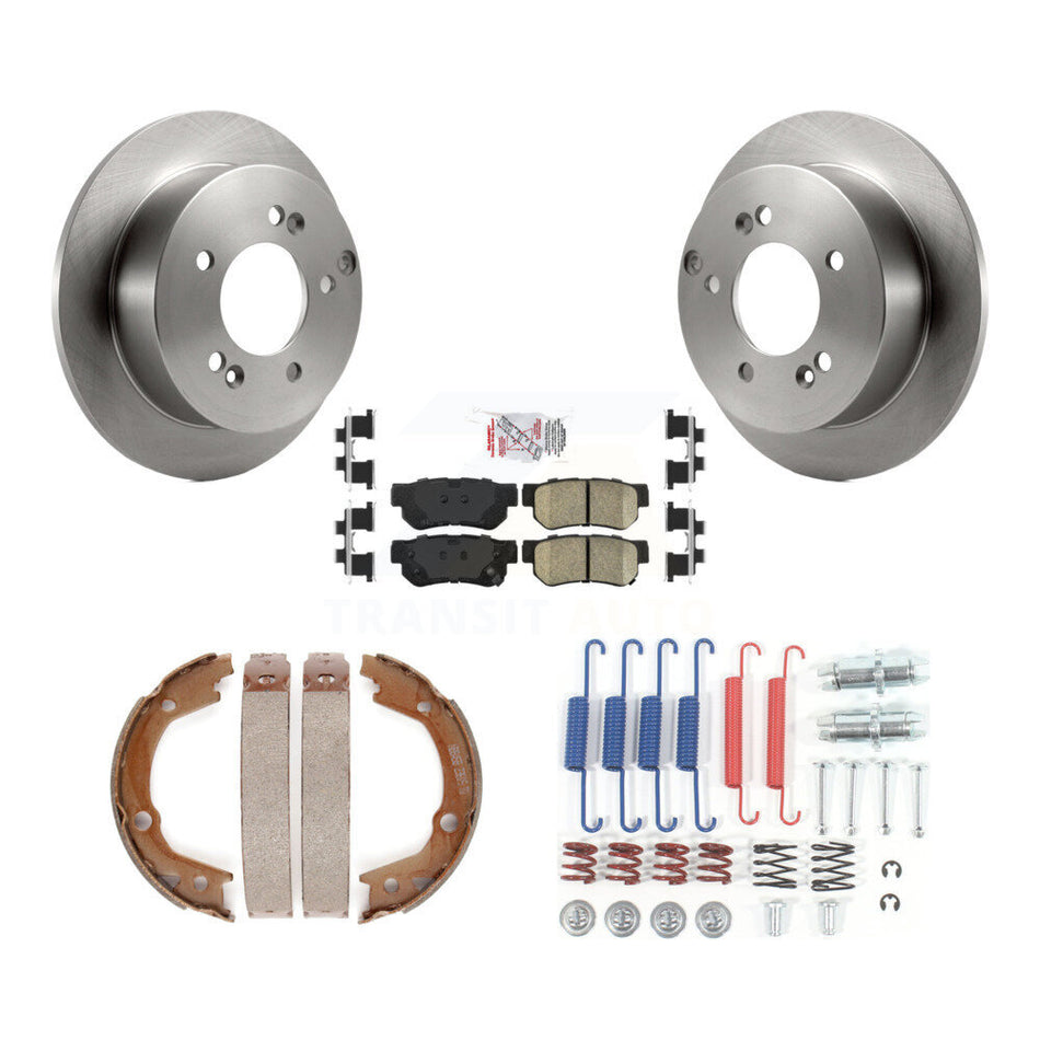 Rear Disc Rotors Ceramic Pads Parking Brake Shoes & Hardware Kit For 2007-2010 Kia Optima K8A-108811