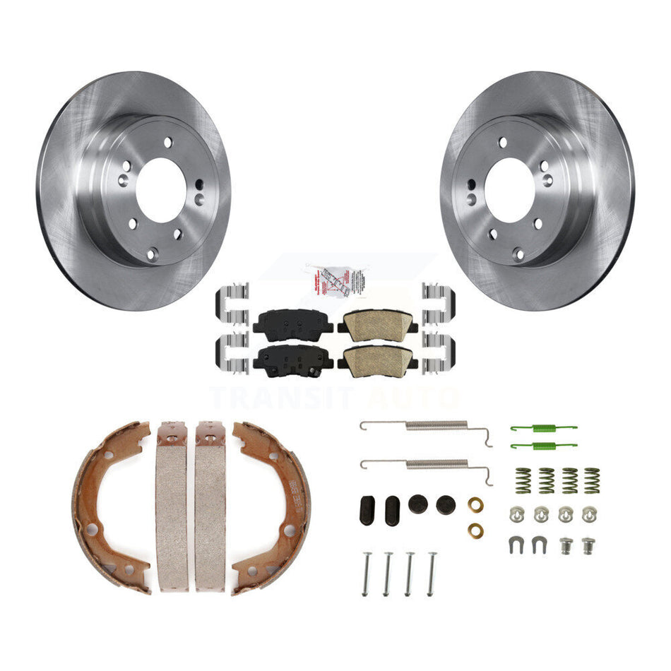 Rear Disc Rotors Ceramic Pads Parking Brake Shoes & Hardware Kit For Hyundai Sonata 3.3L K8A-108814