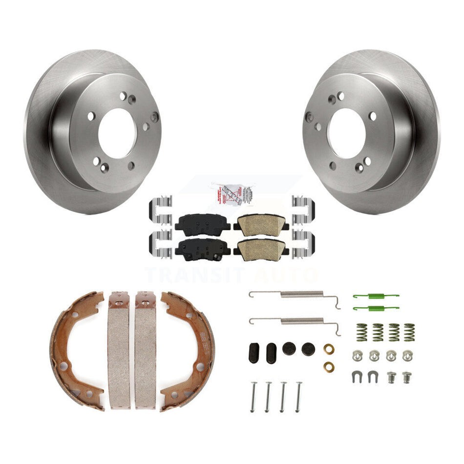Rear Disc Rotors Ceramic Pads Parking Brake Shoes & Hardware Kit For Hyundai Sonata 2.4L K8A-108815