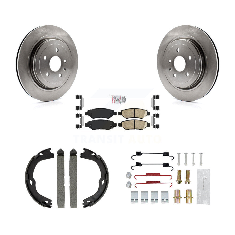 Rear Disc Rotors Ceramic Pads Parking Brake Shoes And Hardware Kit For Cadillac CTS K8A-108828