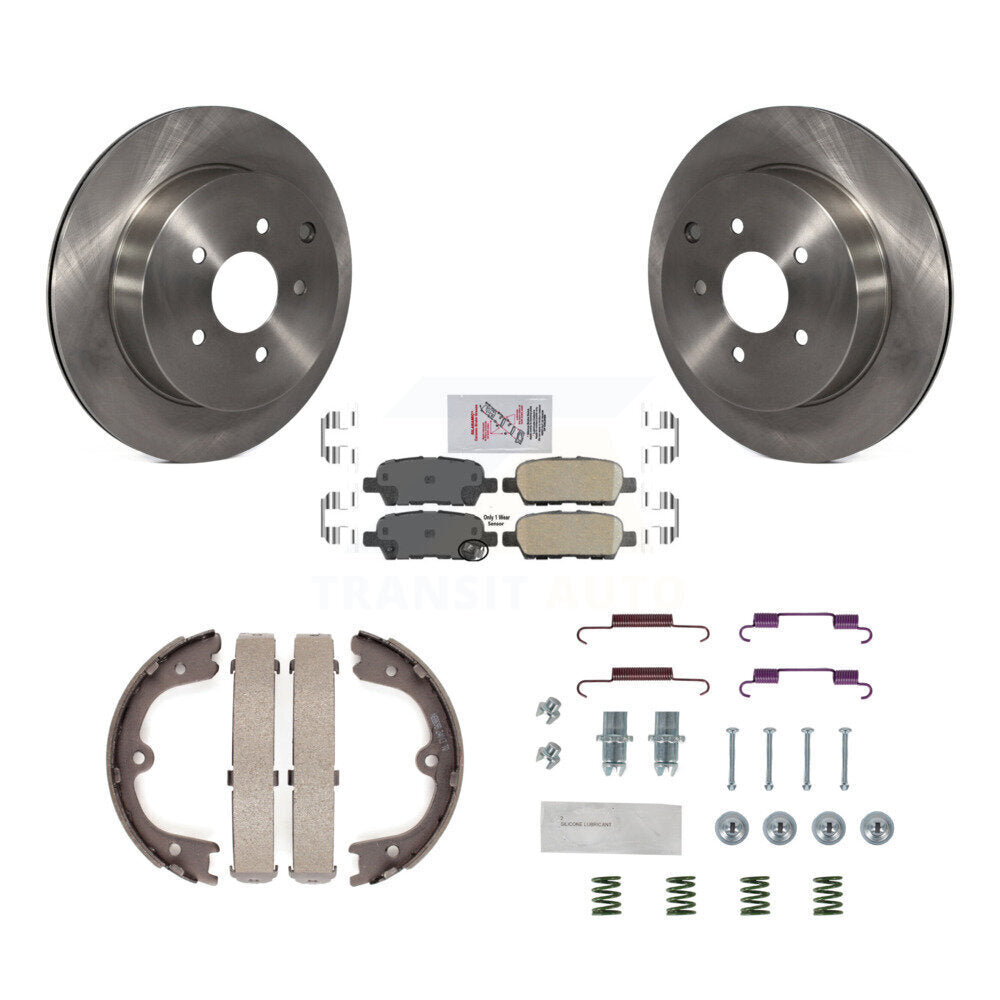 Rear Disc Rotors Ceramic Pads Parking Shoes Hardware Kit For Nissan Murano INFINITI QX60 K8A-108830