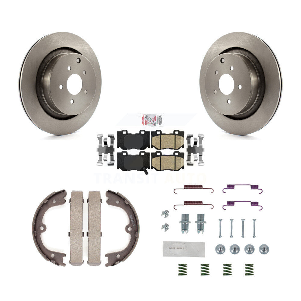 Rear Disc Rotors Ceramic Pads Parking Shoes & Hardware Kit For INFINITI Q50 M37 FX50 QX70 K8A-108831